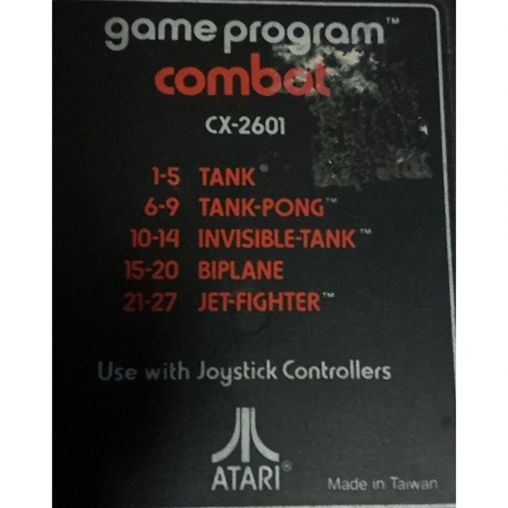 Atari 2600 Game Program (Combat) CX-2601 Video Game Only Working‎